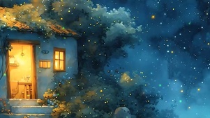 护眼绿景星空带鱼屏