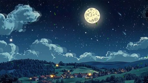 夜景星空树木带鱼屏