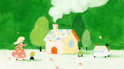 护眼绿景小清新小人物