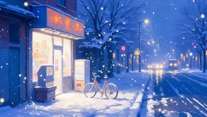冬日风雪小店
