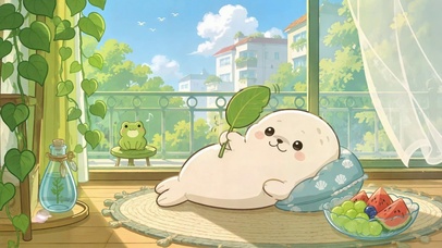 夏日窗边慵懒小海豹