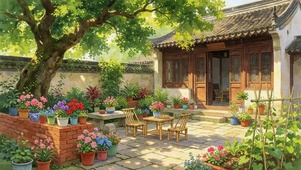 绿荫小院大树