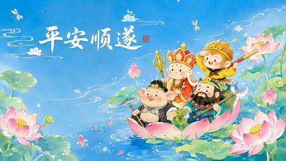 平安顺遂萌版西游荷塘美景