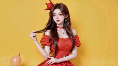 红裙皇冠清纯美少女