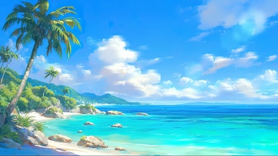 蓝天阳光热带海滩