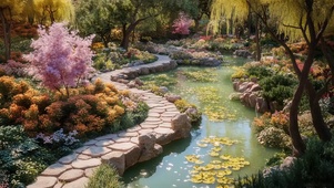 春日微风植物公园溪流