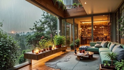 【雨景】宽敞的阳台