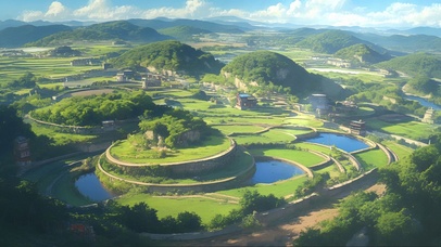 清新绿色山谷田园