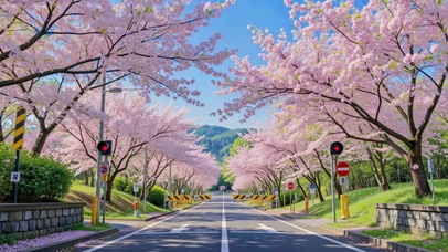 通往春天的樱花街道