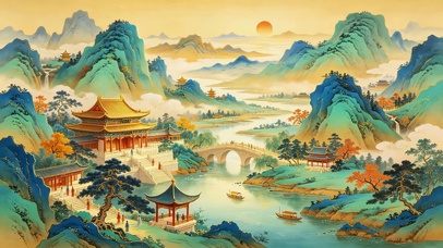 唯美山川城楼