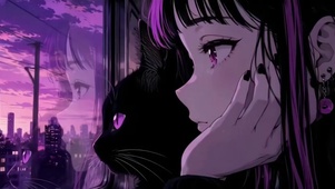女孩与猫