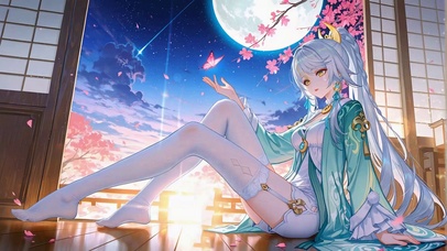 月夜樱下兹白