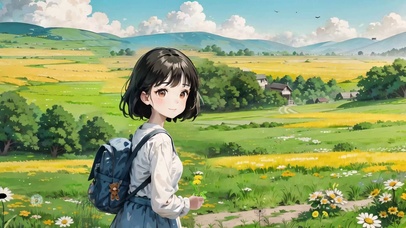 治愈可爱JK背包少女