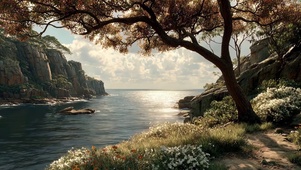 阳光清新海岛海湾