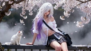 樱雾银紫：白猫与少女的花下私语