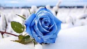雪中唯美的玫瑰花