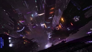 科幻未来雨夜城市