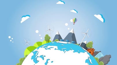 4K可爱童趣卡通绘画地球