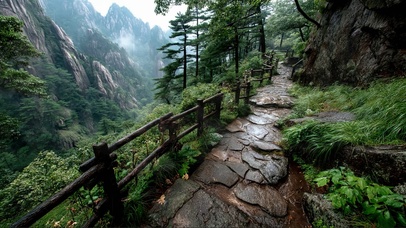 雨天山林小径