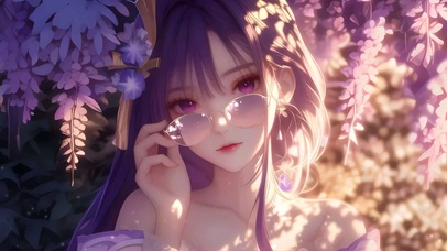 唯美紫藤花下少女