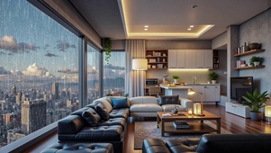 【雨景】高层大客厅