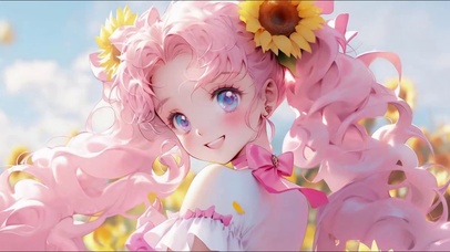 向日葵粉发少女