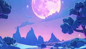 夜景树木河流带鱼屏