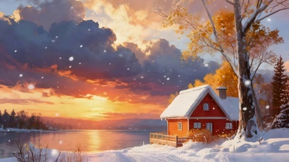 晚霞雪景