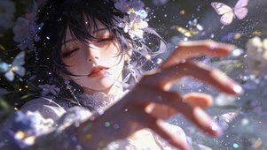 氛围感花蝶光影美少女