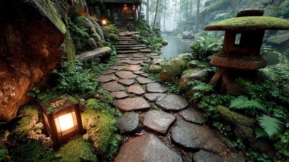 清新绿色庭院小径