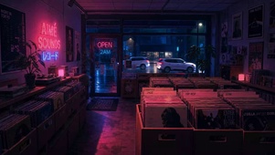 夜晚的唱片店