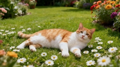 躺在草地上的猫咪