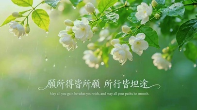 超清新治愈雨中茉莉花