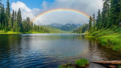山水彩虹美丽风景