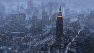 动漫城市雪景