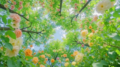 仰望晴空花树 清新治愈美景
