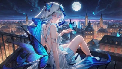 月夜蓝蝶守岸人