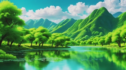 绿色护眼山清水秀风光好