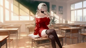 教室里可爱女孩