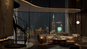 雨天舒适城市卧室