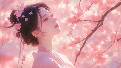 粉色樱花古风美女