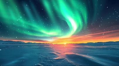 广阔雪原梦幻极光