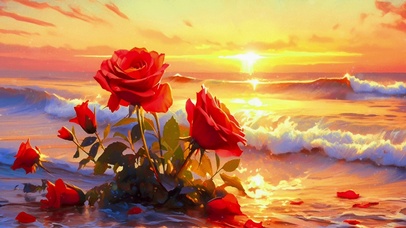 沙滩上的红玫瑰