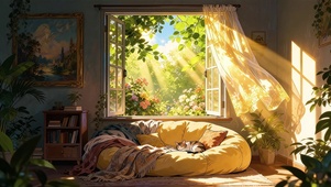 午后晒太阳的小猫