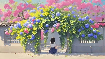 小清新院墙鲜花