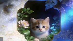 树下可爱猫咪带鱼屏
