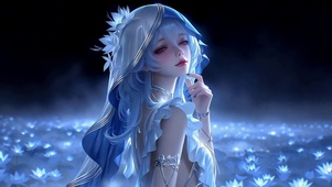 幽蓝花海银发美少女守岸人
