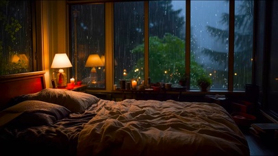 温馨雨天木屋卧室