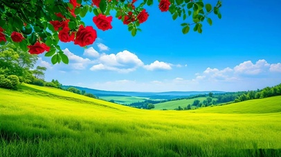 绿色护眼山丘草地