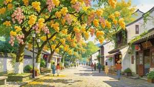 唯美鲜花街道